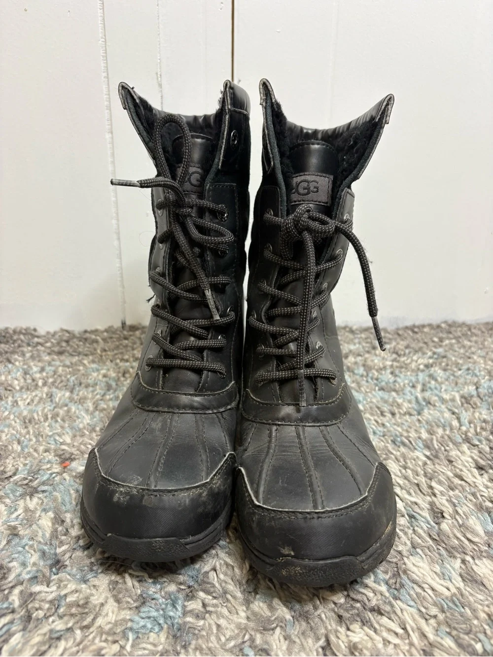 Ugg Boots Kids 4 Butte Lace Up Tall Thinsulate Waterproof All Black Winter
